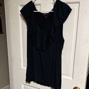 GNW Black Ruffle Neck Tank Top